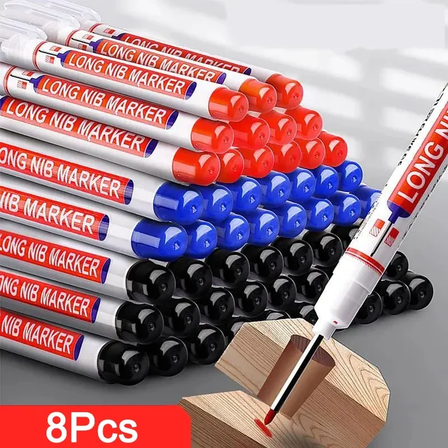 Marqueurs à tête longue à trou profond de 20mm, 8 pièces/ensemble, pour stylo perforant en métal, étanche, salle de bains, décoration du bois, multi-usages 1