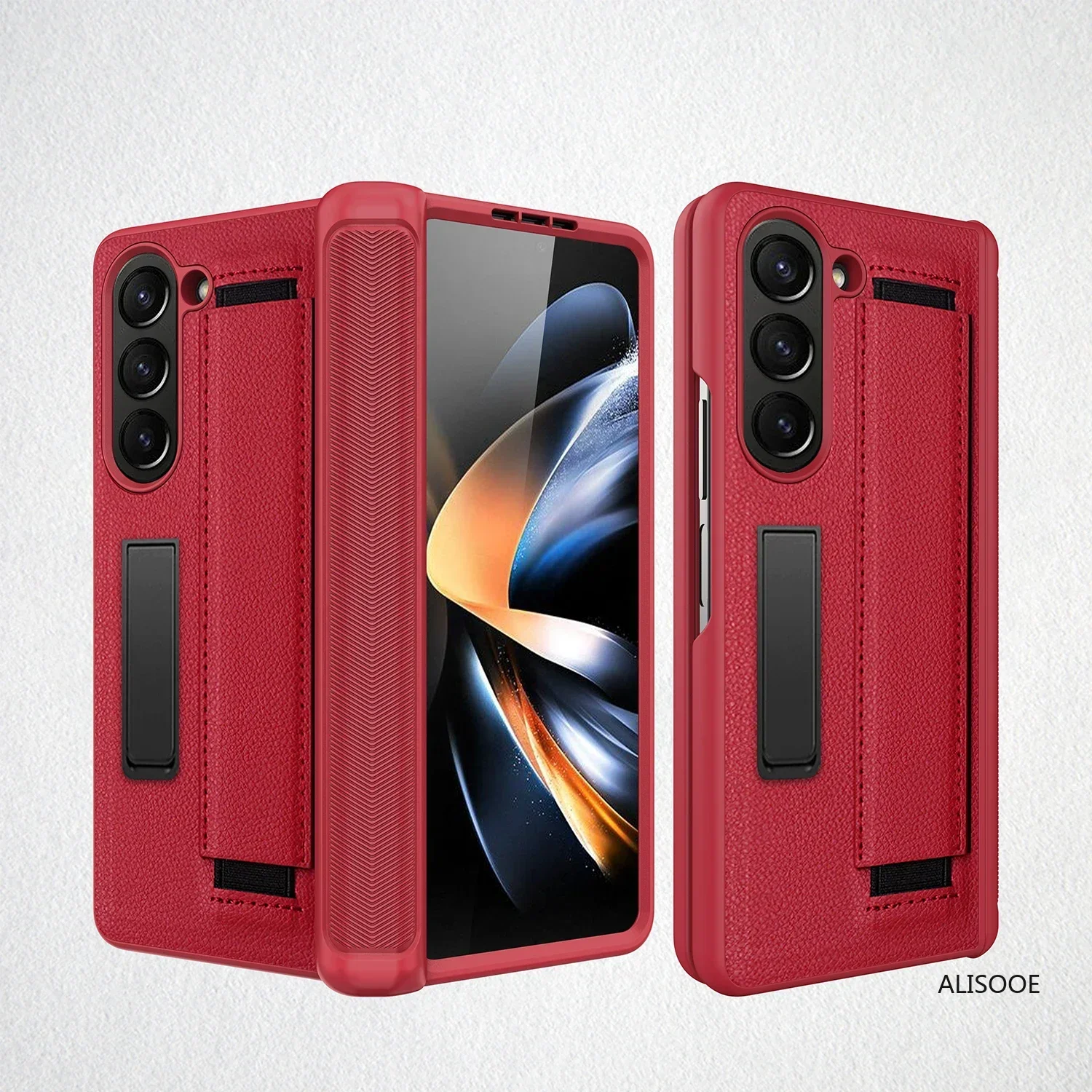 Premium Hinge Case with Wristband and Stand for Samsung Galaxy Z Fold - Front Glass Protection Included
