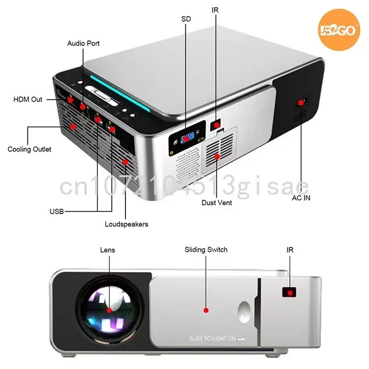 

LCD T6 Projector Android 7.1 OS 4500 Lumens Max to 170" Big Screen 1080P Home Theatre