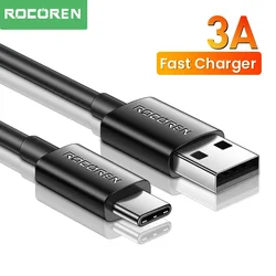 Rocoren USB Type C Cable for Xiaomi Mi Redmi Note USB C Cable for Samsung Fast Charging Wire USB-C Mobile Phone Charge Data Cord