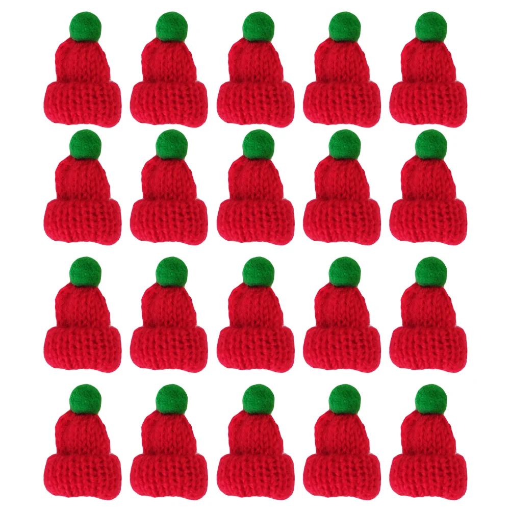 

Mini Christmas Hats Santa Ornaments Bottletree Hat Crafts Tiny For Cover Covers Knitting Knit Doll Claus Embellishment