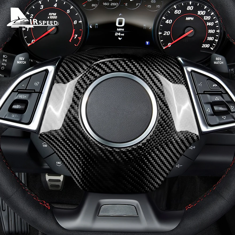 

Real Hard Carbon Fiber Car Steering Wheel Center Trim Sticker For Chevrolet Camaro 2016 2017 2018 2019 2020 2021 2022 2023 Decal