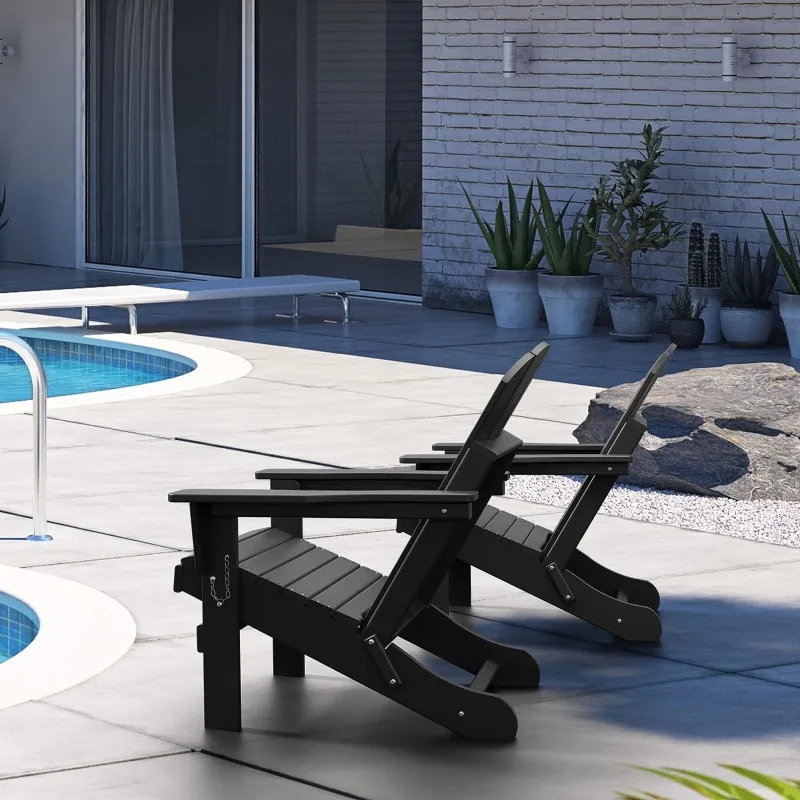 

Adirondack Chair Weather Resistant Folding Outdoor Patio Adirondack Fire Pit Plastic Chair for Outside, Deck, Garden, Campfire