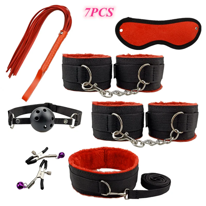 Nylon BDSM Bondage Set Adult SM Sex Products Sex Toys Kits For Adults Games Handcuffs Whip Vibrator Anal Plug Gag Erotic Couples