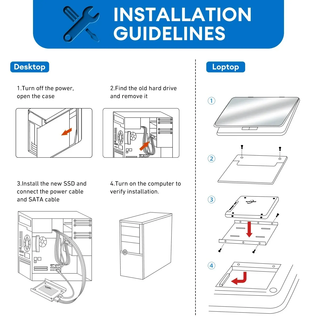WALRAM SSD 512GB 128GB 256GB Hard Disk Drive SATA3 SSD 1TB 120GB 240GB 480GB Hdd 2.5 6