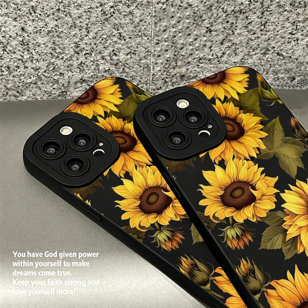 Vibrant Sunflower Floral Print Phone Case - Durable TPU Cover