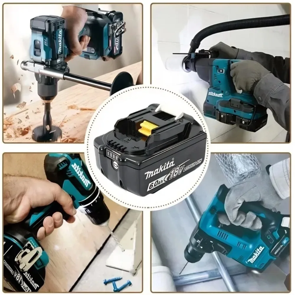 Power Tool Battery Rechargeable Lithium Batteries 6Ah 18V Makita Replacement