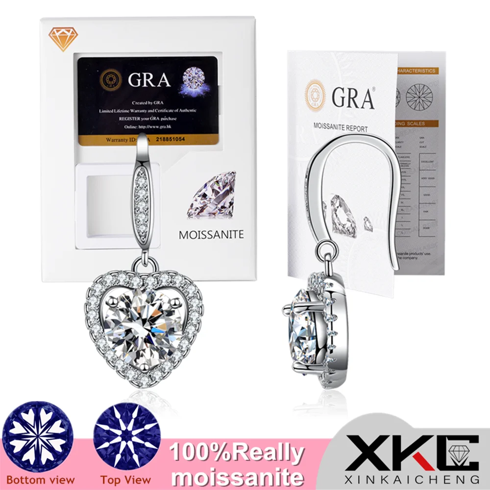 

Gra mullite one-carat earring pendant romantic sweet love shape micro-inlay zircon fashion jewelry