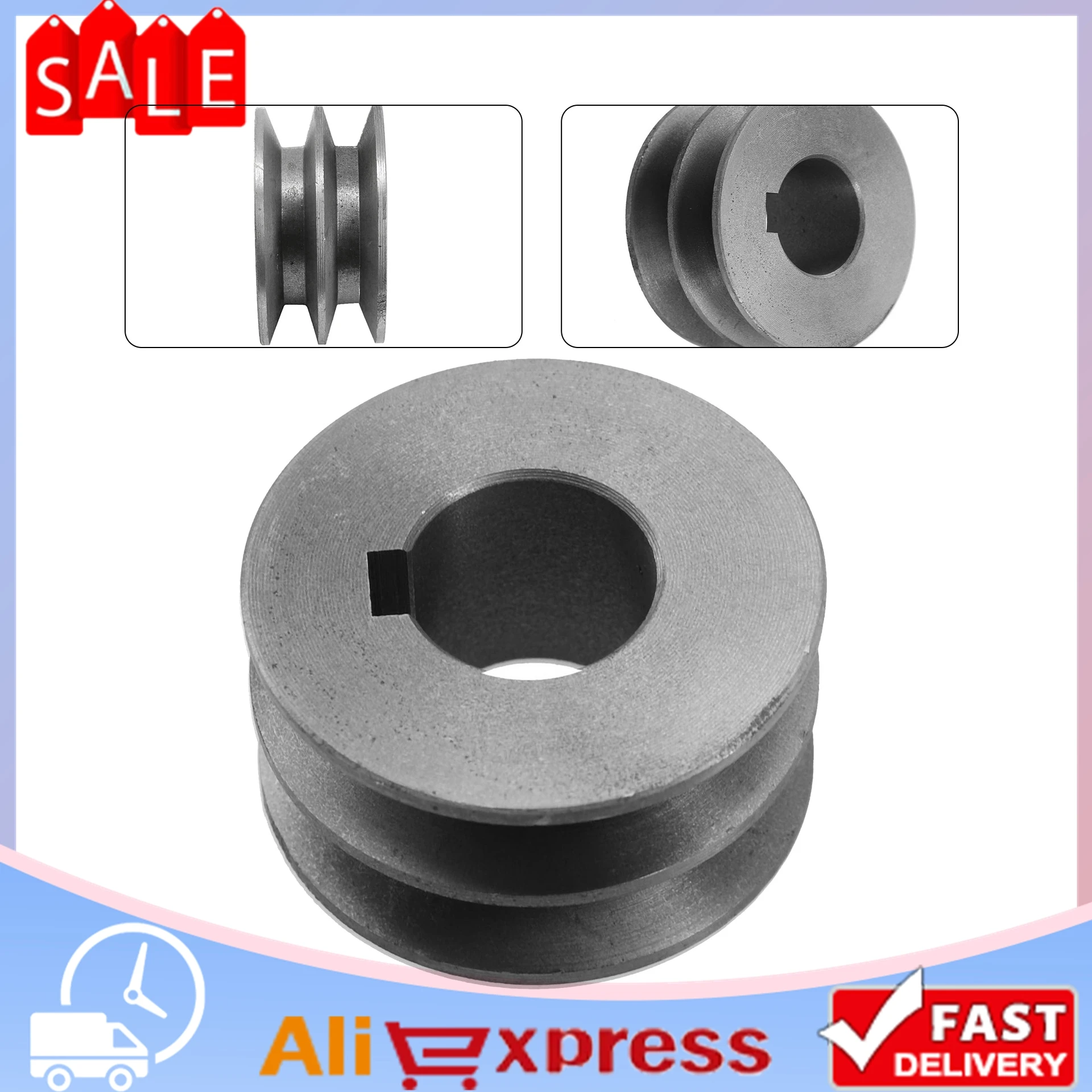 Belt Pulley V-Belt Pulley A-Type Double Slot Pulley Motor Material Cast Iron Dia 50mm-100 Power Tool Replacement Accessories
