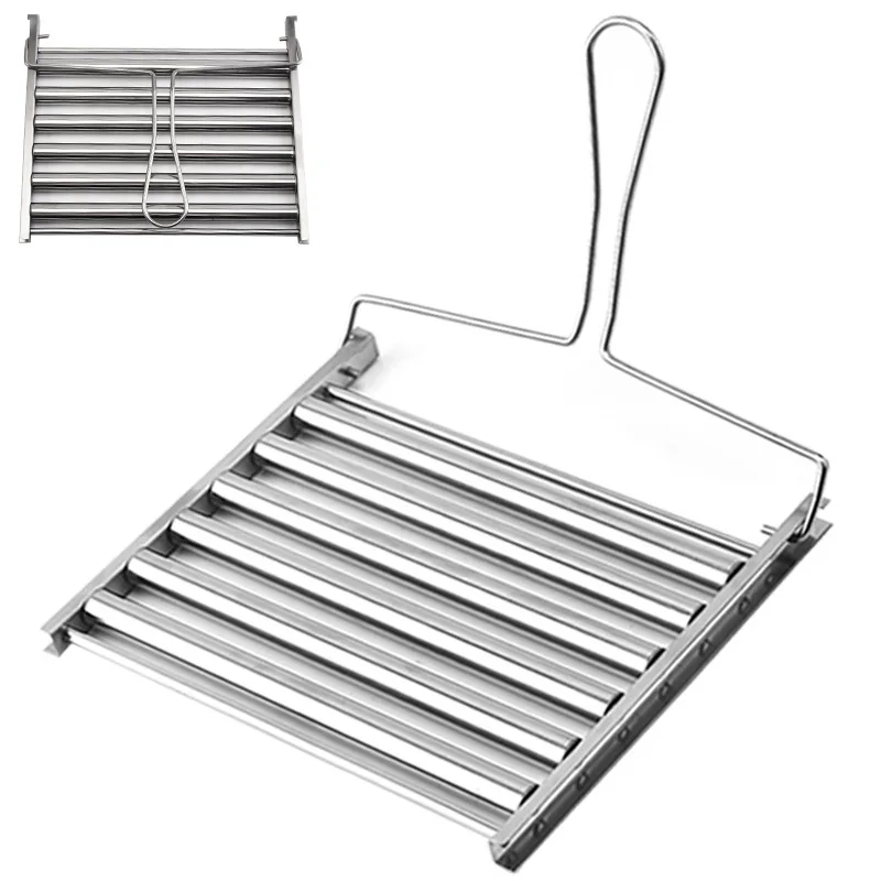 Barbecue Tools Sausage Roller Rack Handle Barbecue Sausage Grilling Rack Roller BBQ Picnic Camping Hot Dog Grill Pan Home Kitchen BBQ Tool
