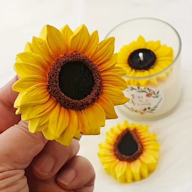 3D Sunflower Rose Candle Mold Silicone Soap Gypsum Aromatherapy DIY Baking Tools Plaster Home Decor Clay Resin Art Crafts