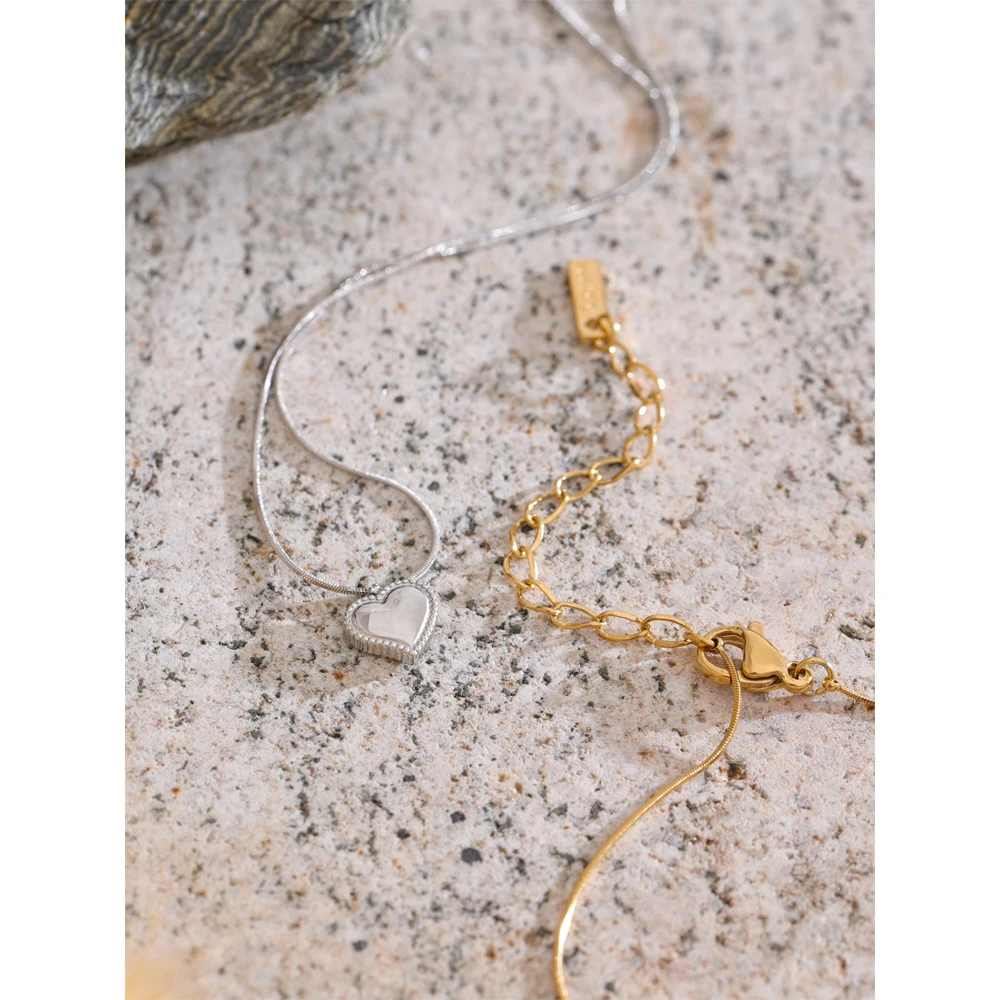 Yhpup Stainless Steel Heart Necklace for Women