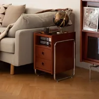 Armoire de chevet vintage, mini boîte de rangement rétro en bois massif, organisateur de chambre à coucher, petite table d'appoint de canapé, meubles de maison classiques 2