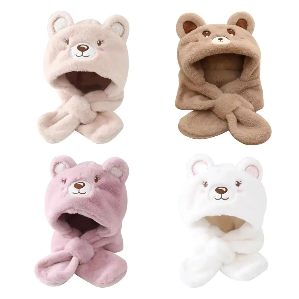 Winter Beanie Hat Scarf Soft Plush Kids Cap