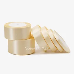Elegant Satin Ribbon for Gift Wrapping and Craft Decoration - 25 Yards, Multiple Widths (Beige)