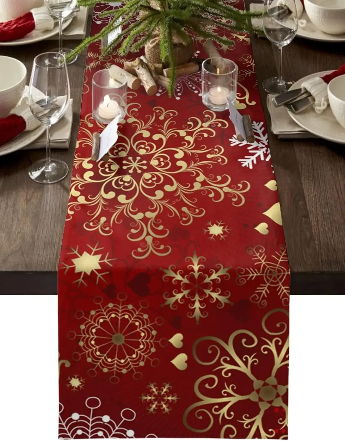 Christmas Snowflake Texture Linen Table Runners Dresser Scarves Decor Winter Xmas Dining Table Runners Navidad Decorations 2025 1