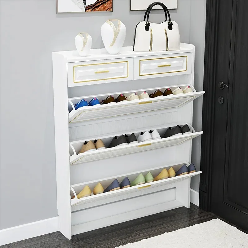 

Narrow Living Room Shoe Cabinet Entrance Space Saving Vertical Ultra Thin Modern Nordic Shoe Organizer White Indoor Furniture