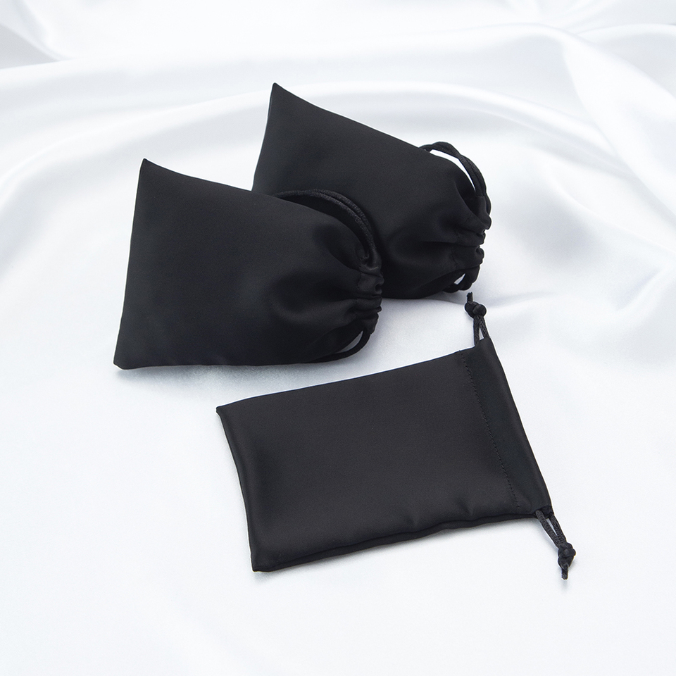 5pack New Black Silk Satin Jewelry Candy Gift Bags DIY Small Drawstring Ring Earrings Display Packaging Dust Pouch For Wedding