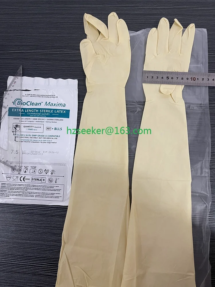 Ansell BioClean Maxima BLLS(10 pairs) Sterile Disposable Latex Cleanroom Glove Textured surface Beaded Length 600mm or 24-inch