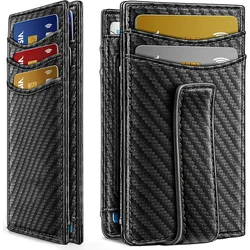 Luxury Slim Carbon Fiber Magnetic Wallet - Elegant Credit Card Holder and Money Organizer (Carbon Black)
