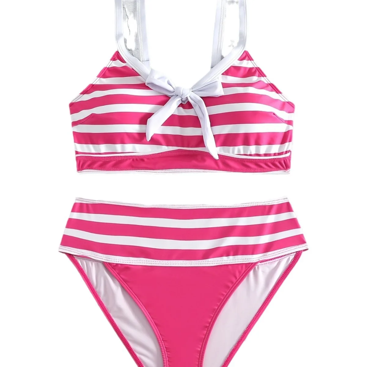 Sexy High Waist Bikini 2024 Women Swimsuit Female Swimwear Pink Stripe Bikinis Set Brazilian Beach Wear Bathing Suit Biquini