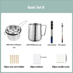 Complete DIY Scented Candle Making Kit with Wax Pot and Melting Plate (Basic set B)