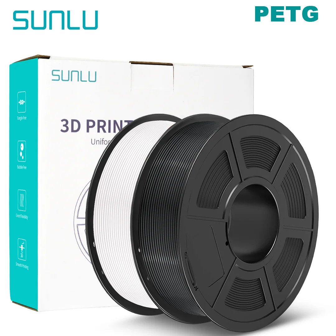 SUNLU PETG Filament 3D Printer Filament 2KG Non-Toxic Dimensional Accuracy +/-0.02mm FDM Printing Material Consumable Fastship