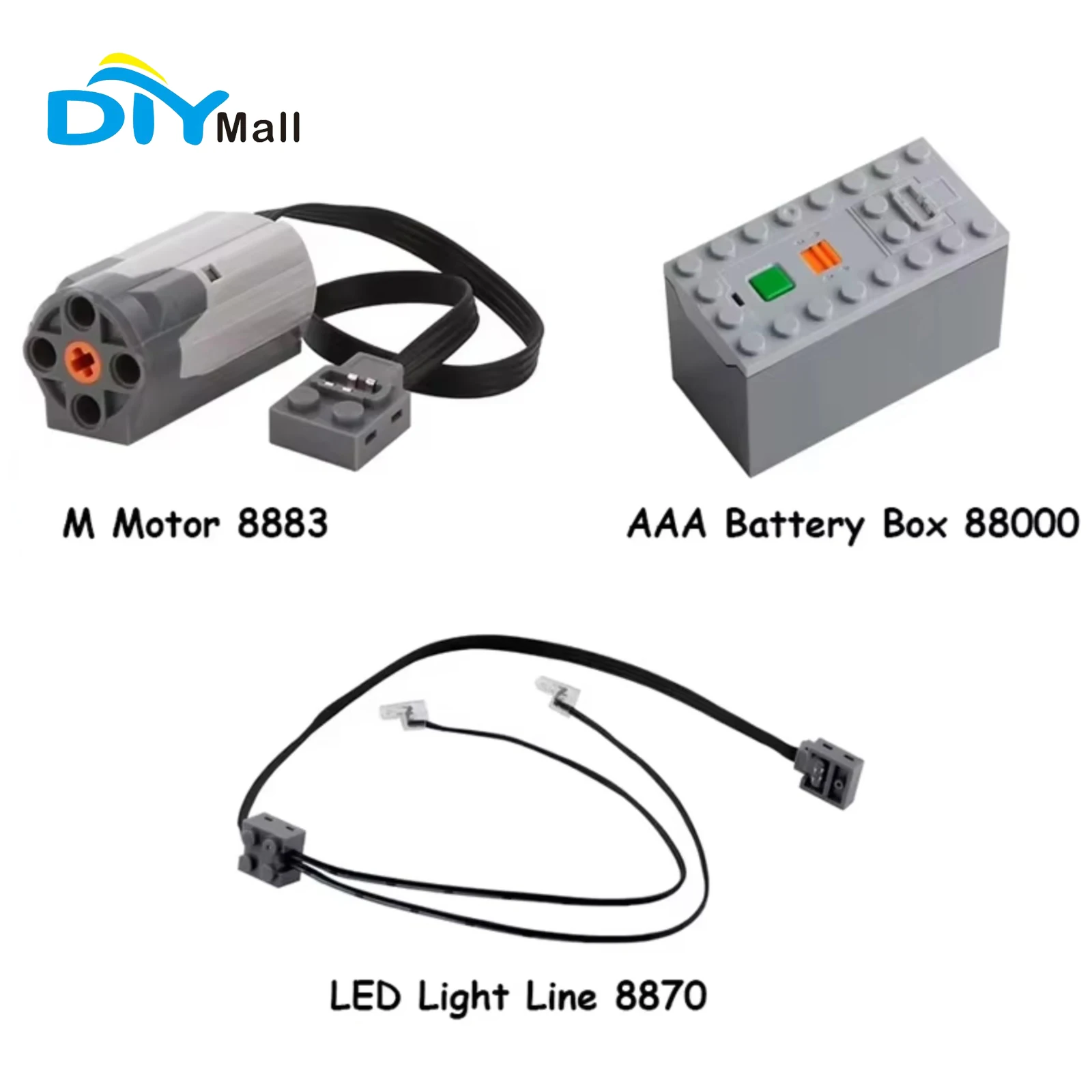 ערכת הפעלה MOC 3 יחידות מנוע 8883 + תאורת LED 8870 + תיבת סוללה 88000 עבור לגואדים אביזרים טכניים באיכות גבוהה לבנייה