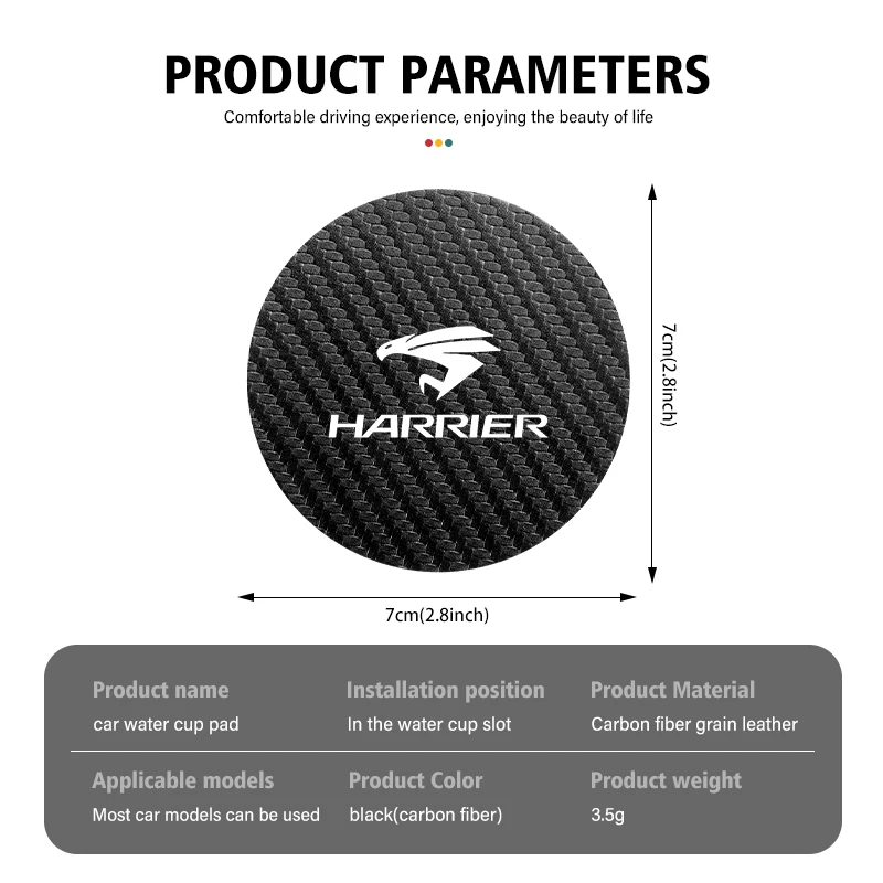 Universal Car Coaster Anti-Slip Carbon Cup Pad Bottle Holder Mat For Toyota Harrier 30 60 80 XU30 XU60 XU80