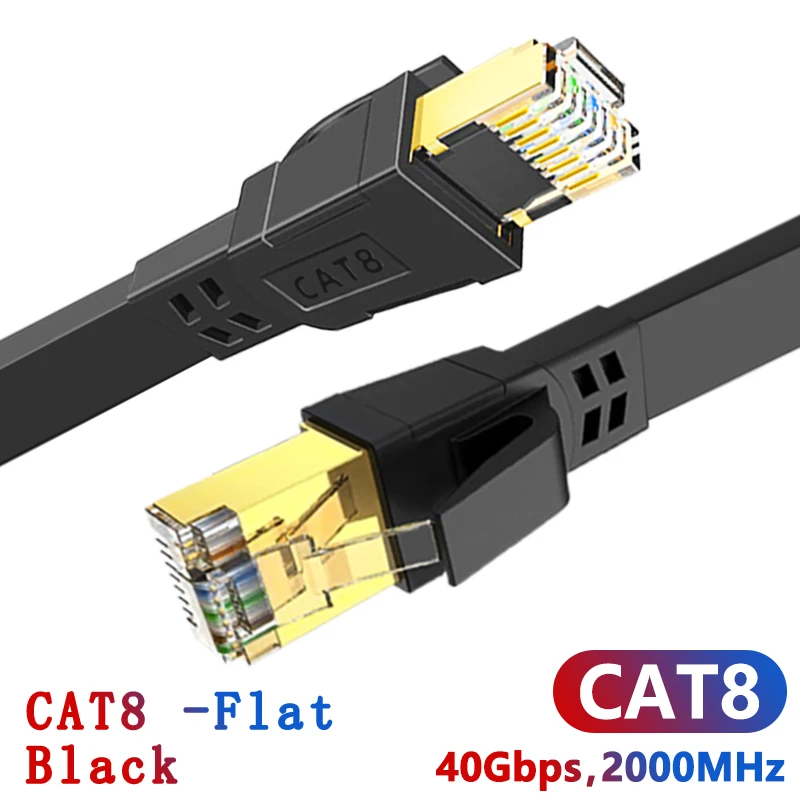 Cat 8 Flat-Black