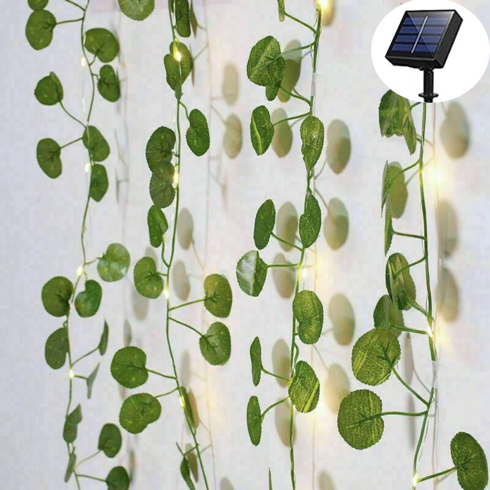 LED Solar Ivy String Lights, Outdoor Artificial Vine Lights Garland Fairy String Lights Green Leaf Vine Lamp for Party Garden outdoor solar lanterns Solar Lamps