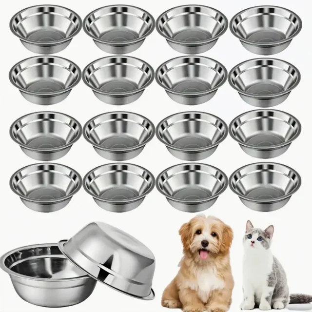 Stainless Steel Anti-Slip Pet Bowls Set for Cage Use - 6/18 Pieces Dog And Cat Feeding Plates 5
