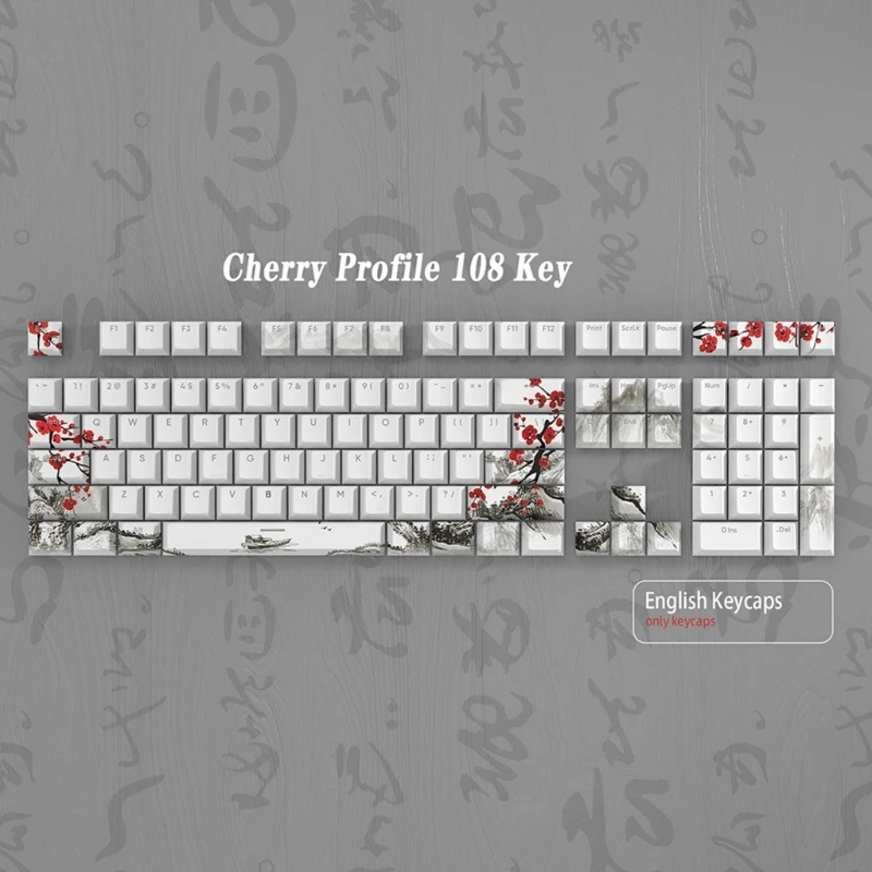 108-Key Mechanical Keyboard Keycaps OEM PBTSublimation Russian KoreanJapanese