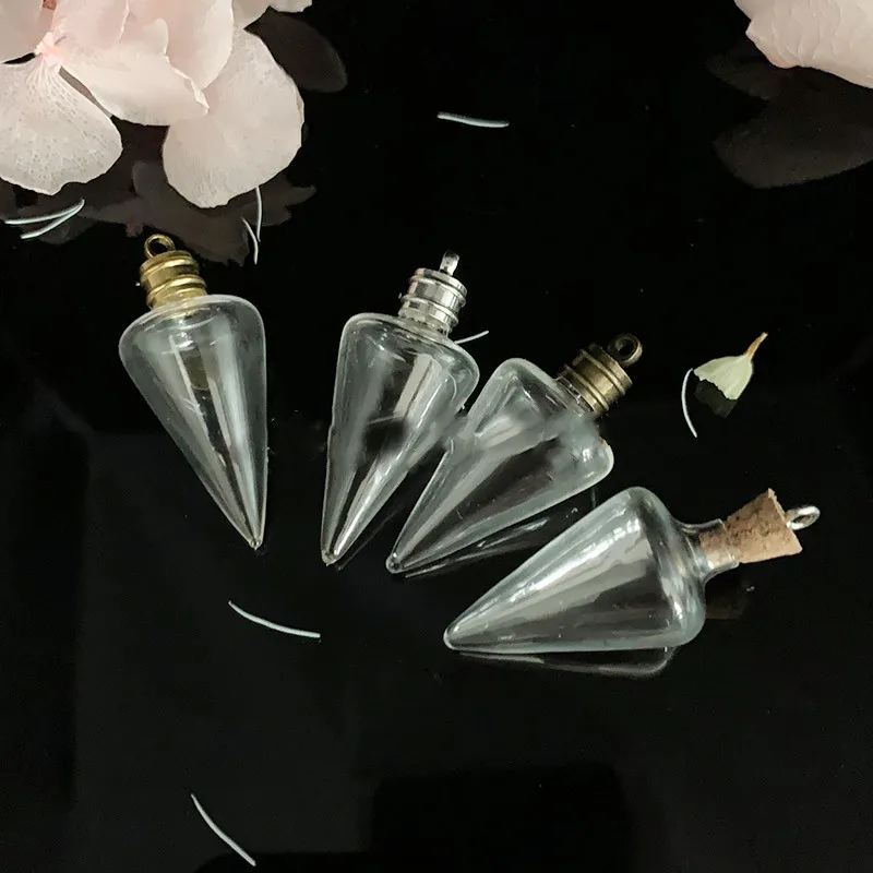 1/3/5X Mini Water Drop Wishing Glass Bottle With Cork/Cap Vial Pendant Handmade Jewelry Findings Glass Globe Vial Pendant Bottle