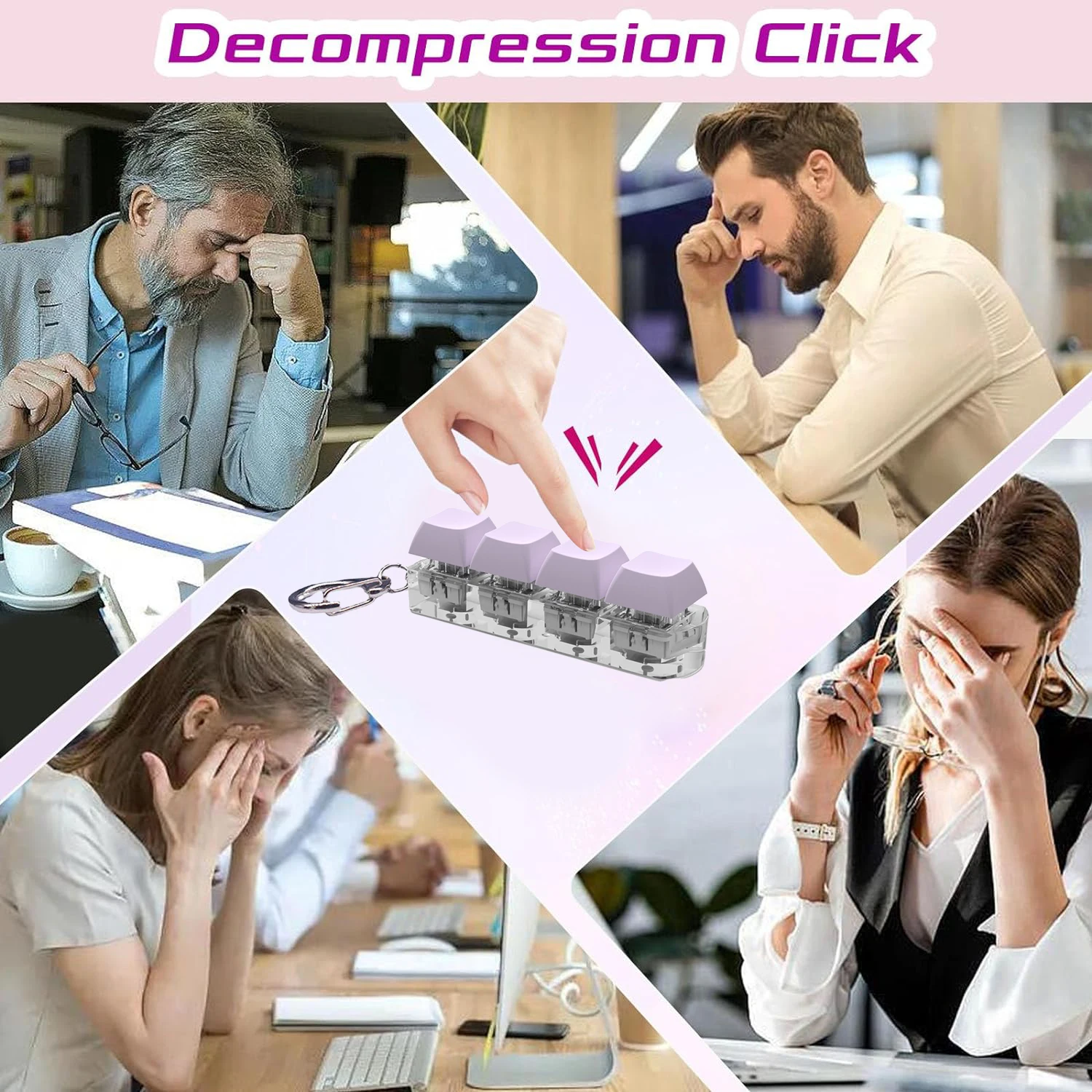 Fidget Toy Keyboard Caps Press Stress Relief Button Key Caps Keychain Finger