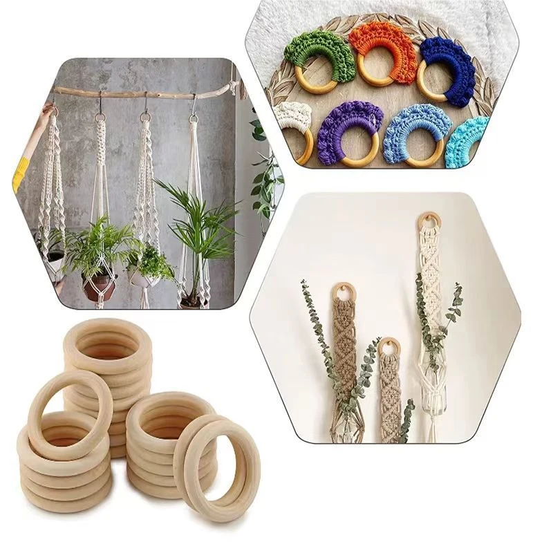 Macrame DIY 공예에 대 한 2cm-6cm 천연 나무 반지 나무 고리 쥬얼리 장식품에 대 한 구슬 만들기 커넥터 Macrame DIY 나무 후프