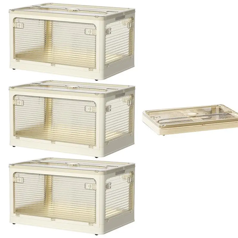 

Foldable Storage Box 1PCS convenient Clear Storage Bin unique Multifunctional Book Organizer for books clothes with Pulleys