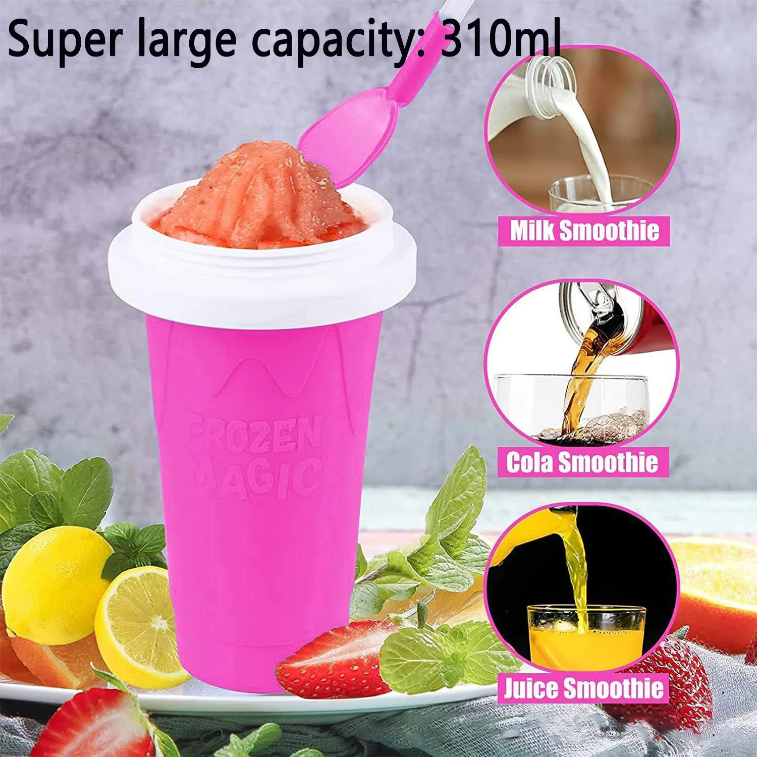 Silicone Ice Cube Maker Ice Maker Shake Smoothies Cup Ice Cream Maker Quick-Frozen Silicone Squeeze Cup DIY Juice Milkshake Water Bottle Cooling Sand Home