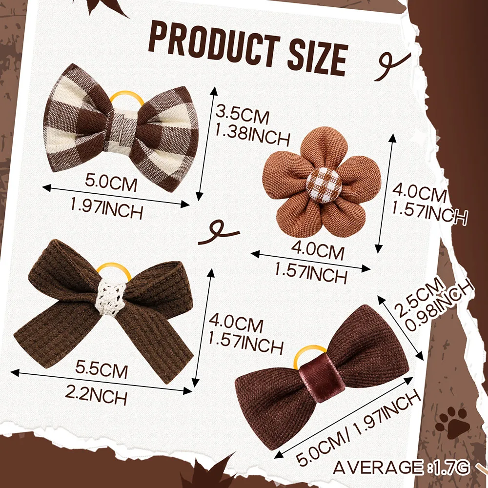 10PCS Dog Hair Bows Rubber Bands Pet Small Dog Cat Bowknot Cute Dogs Bows For Dogs Grooming Pet Accessories For Small Dogs 3