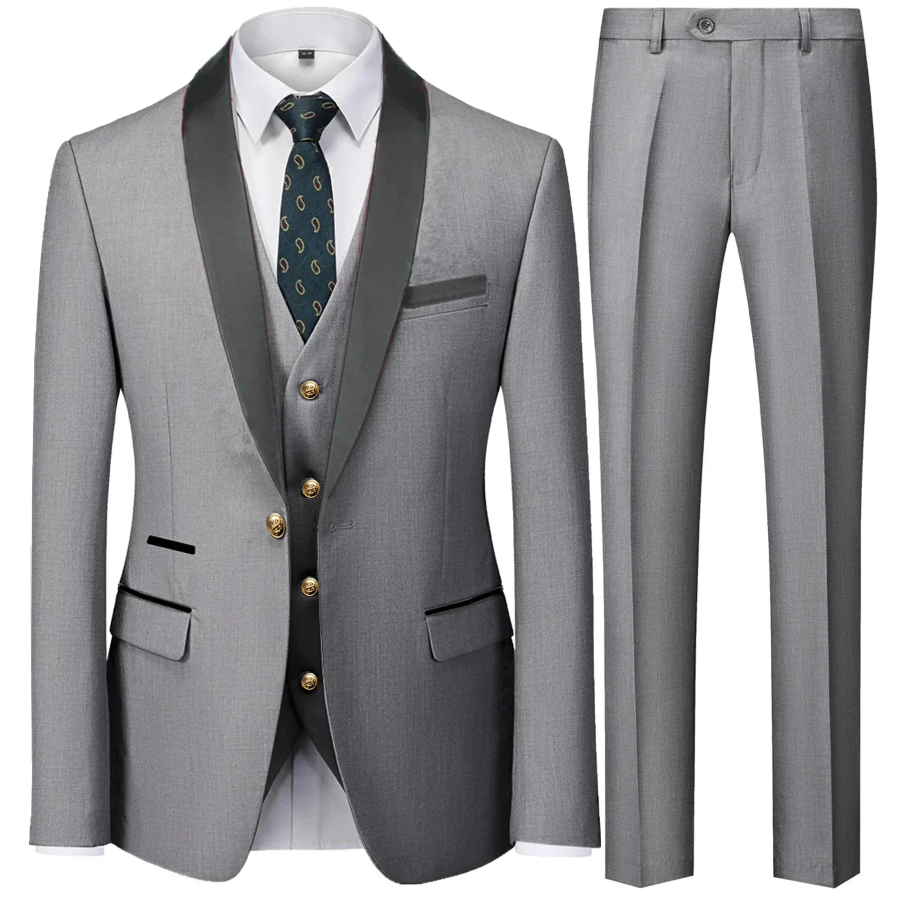 

Suit Coat Pants Vest 3 Pcs Set / 2024 Fashion Men's Casual Boutique Business Wedding Groom Dress Blazers Jacket Trousers