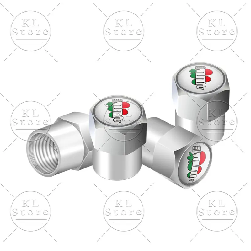 Set of 4 Premium Auto Exterior Logo Metal Tire Valve Caps Dust Covers