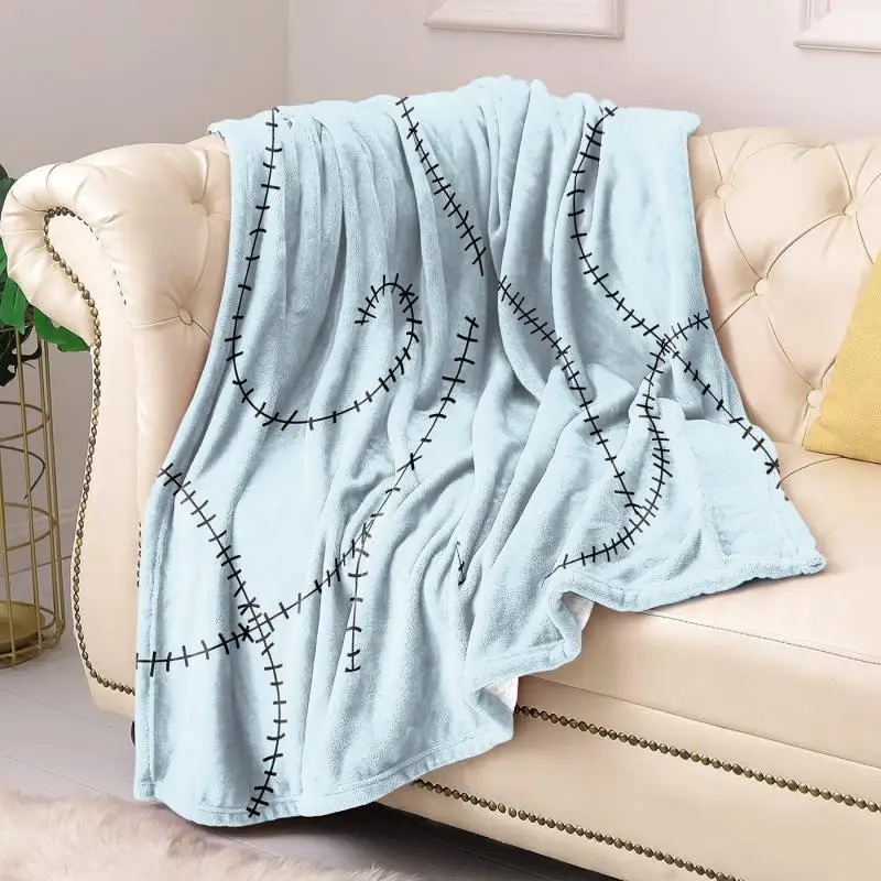 Halloween Sally Decke, warmes Fleece, bunt, Patchwork-Druck, Deckenbezug, Halloween-Party, Sofa, Dekoration, Decken für die ganze Saison – Detail 15