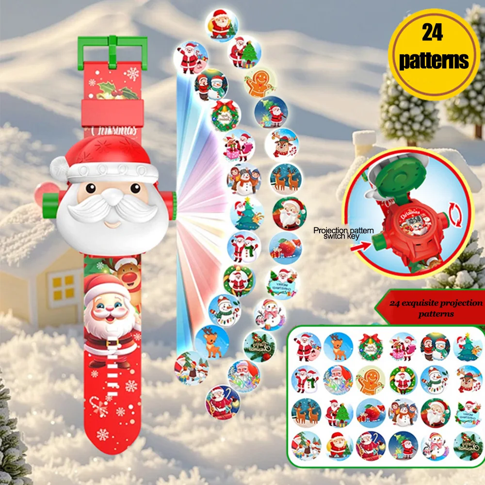 1pc-Christmas Children's Projection Watch Santa Claus Cartoon Design for Boys and Girls, Is An Ideal Christmas Gift.