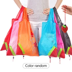 1Pcs Cute Large Strawberry Portable Shopping Travel Tote Bag Eco-friendly Folding Reusable Nylon Bag Vegetable Fruit Handbag