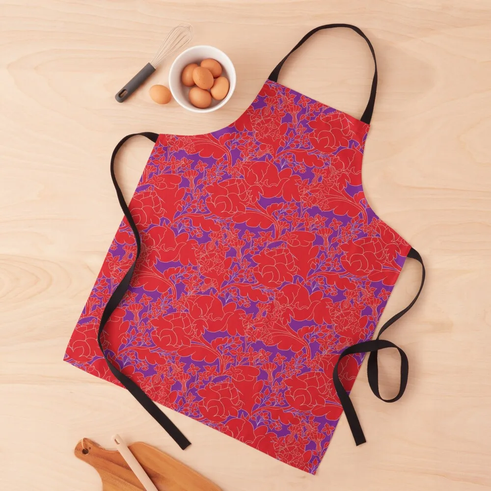 

Red and purple magic forest Apron Household Items Kitchen bib Home Cleaning Apron