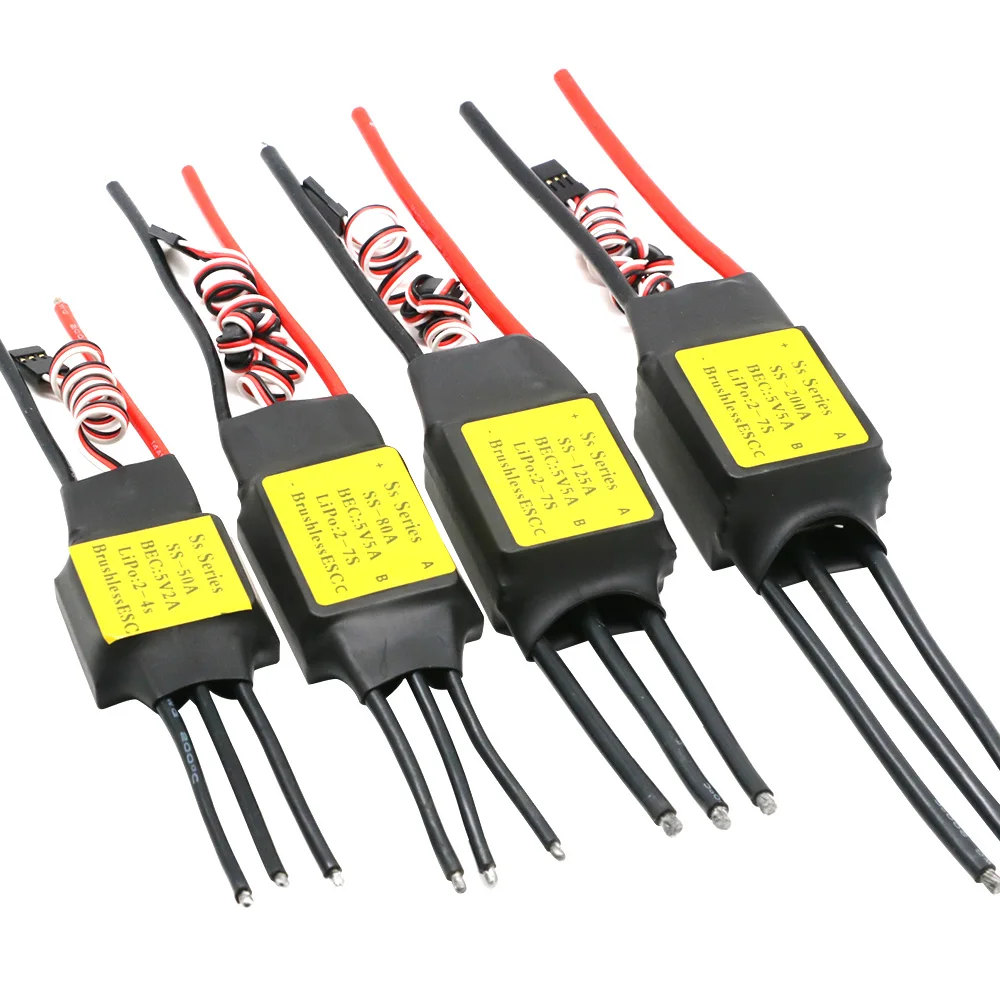 

SS Series ESC 50A 80A 125A 200A Brushless ESC With Heat Sink for RC Airplane Drone Helicopter