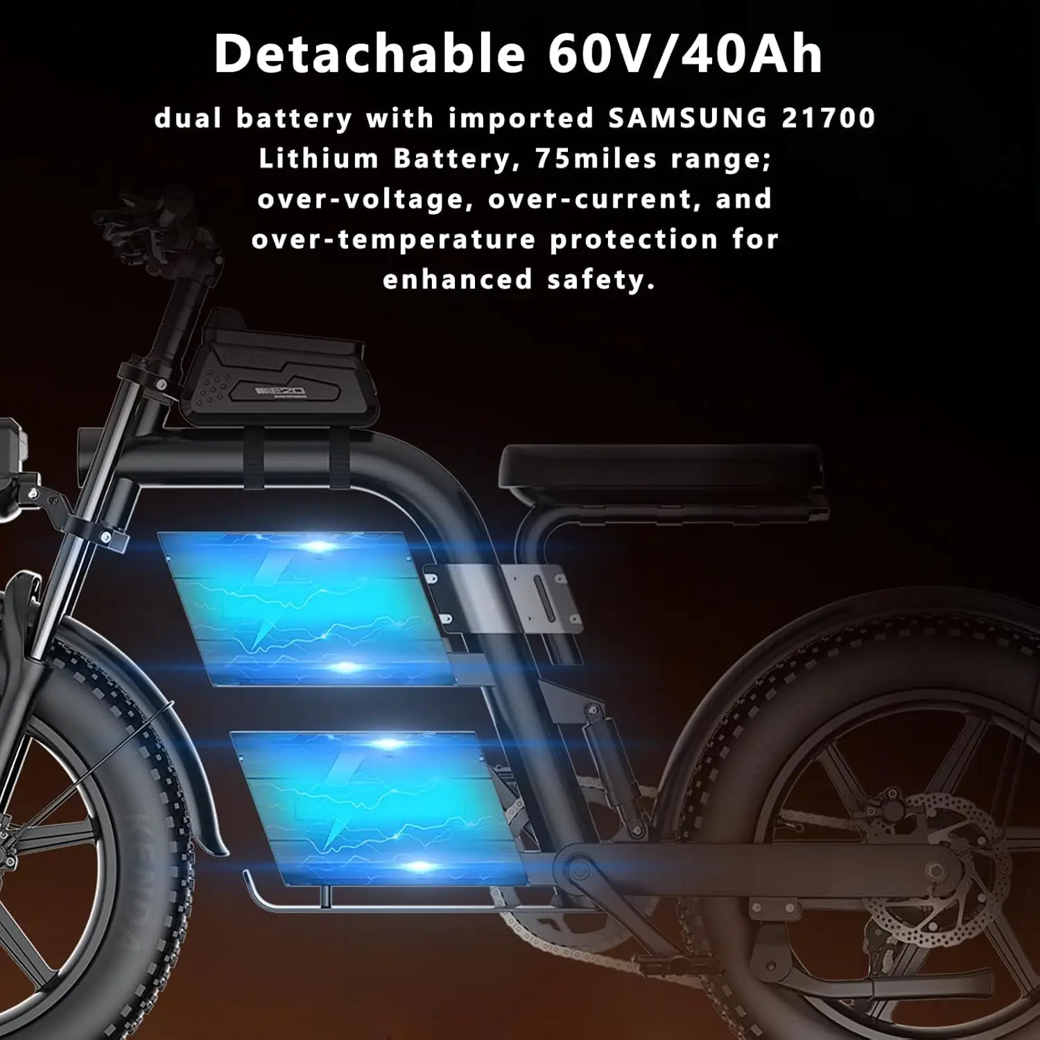 Freego E20 Electric Motorcycle 2100W 60V Dual Battery Off Road Mountain Bicycle Adjustable Seat Height Dual Suspension 7-Speed