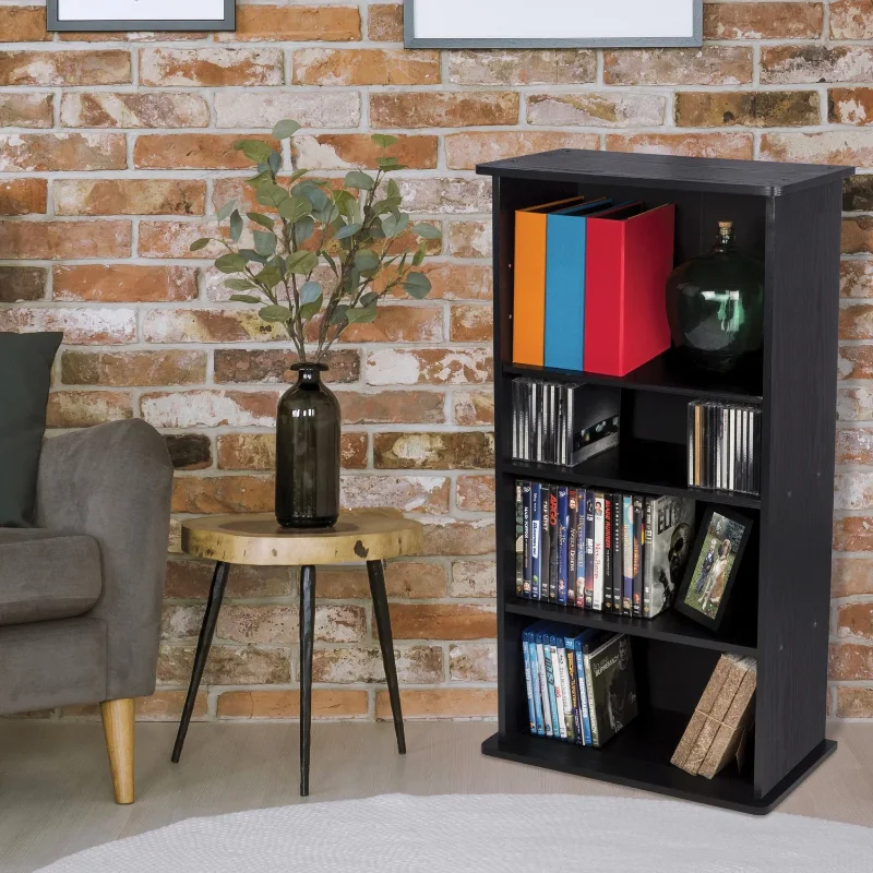 

Atlantic 36" Drawbridge Wood Media Storage Shelf, 7" Depth, Black cd rack