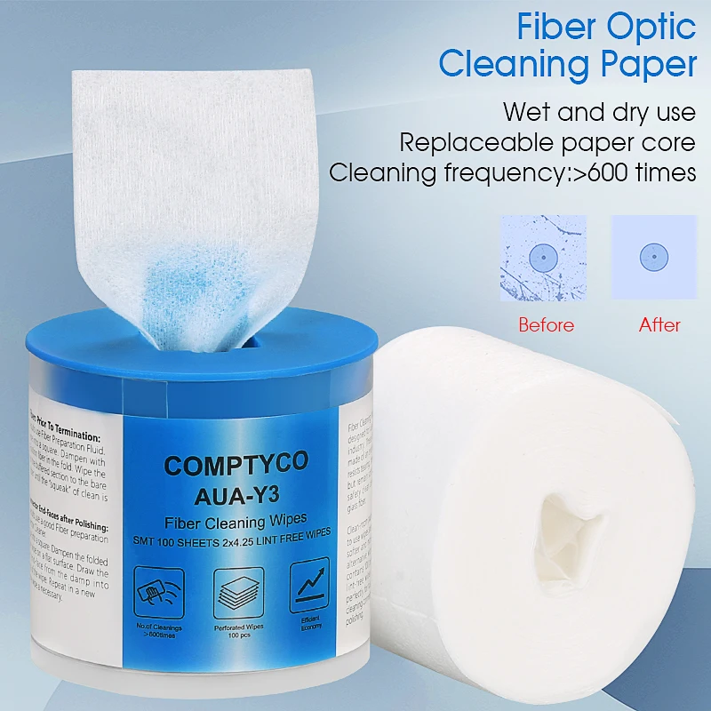 AUA-Y3 Optical Fiber Cleaning Wipes Dust-free Platform Low Lint Paper FTTH Tools 100pieces / box pet cleaning wipes dental finger glove wipes teeth dog ear stain disposable remover eye towels cat wet tools grooming tear r2w8