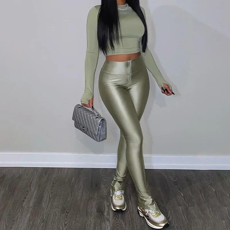 

Fitness Two Piece Pant Set 2023 Women Winter Tracksuits Elegant Luxury Outfits Bodycon Leggings Skinny Yoga 2 Piece Pant Sets